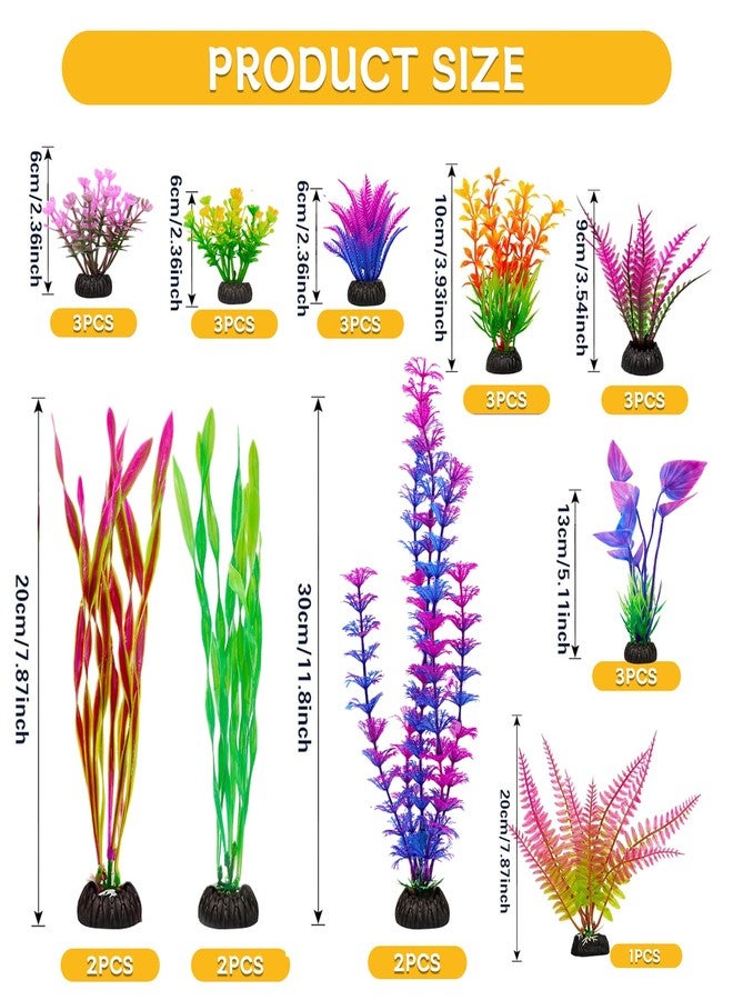 Seqiuay Colorful Fish Tank Decorations, Large Aquarium Artificial Plastic Plants Decor, Betta Goldfish Tank Accessories, Fish Bowl Ornaments - Image 2